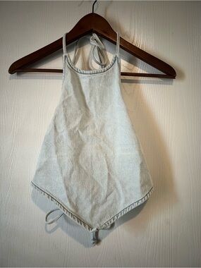 Pacsun Adelle Denim Bandana Halter Top Light Indigo Festival Summer Sz S